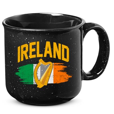 Distressed Ireland Coat Of Arms Harp Flag 15oz Campfire Ceramic Mug