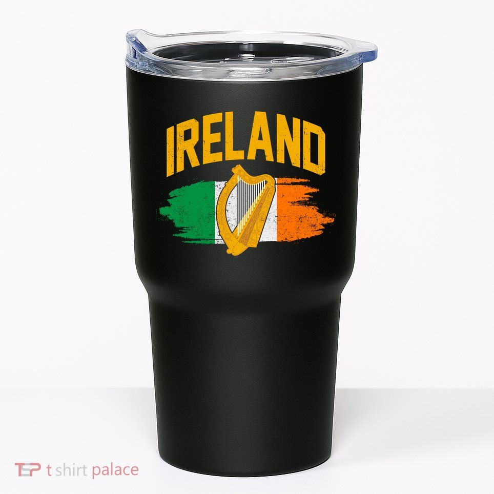 Distressed Ireland Coat Of Arms Harp Flag Tumbler