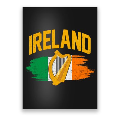 Distressed Ireland Coat Of Arms Harp Flag Poster