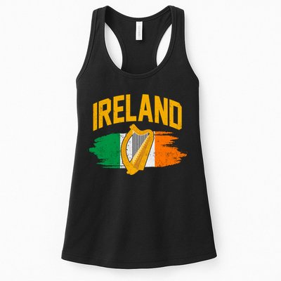 Distressed Ireland Coat Of Arms Harp Flag Womens Tank Top