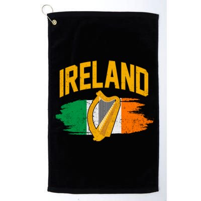 Distressed Ireland Coat Of Arms Harp Flag Platinum Collection Golf Towel