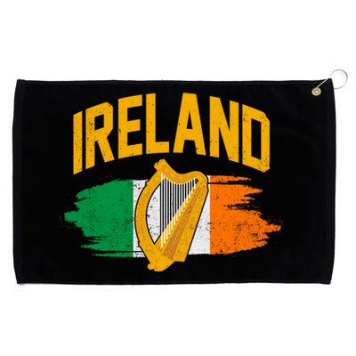 Distressed Ireland Coat Of Arms Harp Flag Grommeted Golf Towel