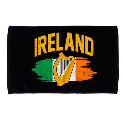 Distressed Ireland Coat Of Arms Harp Flag Microfiber Hand Towel