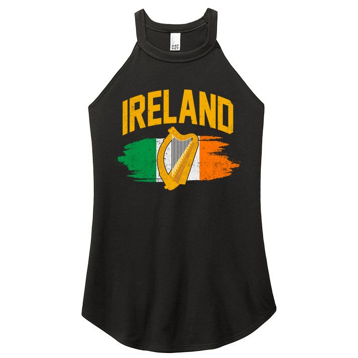Distressed Ireland Coat Of Arms Harp Flag Women's Perfect Tri Rocker Tank
