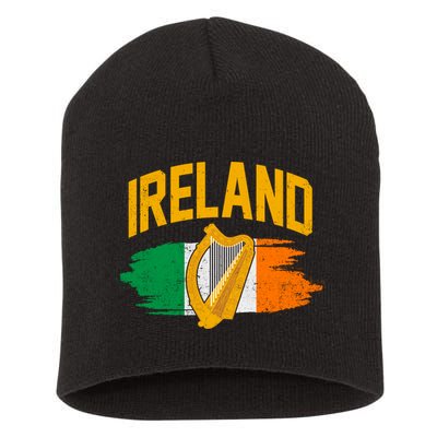 Distressed Ireland Coat Of Arms Harp Flag Short Acrylic Beanie