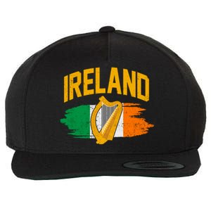 Distressed Ireland Coat Of Arms Harp Flag Wool Snapback Cap