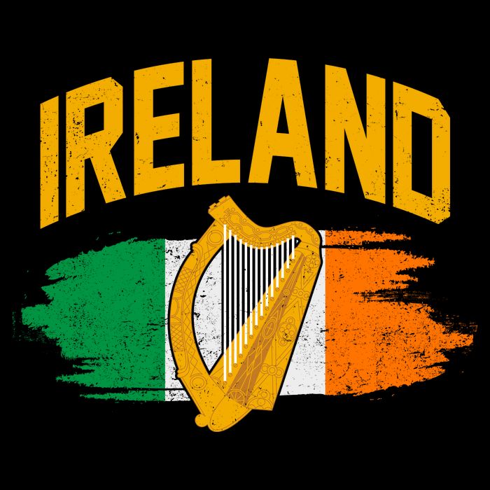 Distressed Ireland Coat Of Arms Harp Flag Wool Snapback Cap