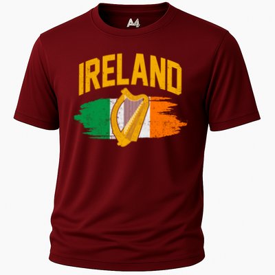 Distressed Ireland Coat Of Arms Harp Flag Performance Shirt