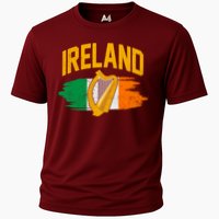 Distressed Ireland Coat Of Arms Harp Flag Cooling Performance Crew T-Shirt