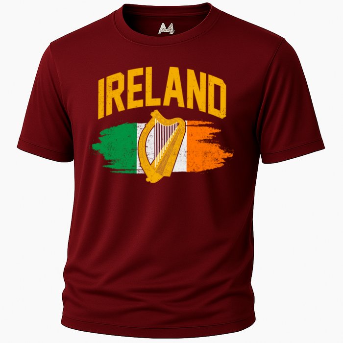 Distressed Ireland Coat Of Arms Harp Flag Cooling Performance Crew T-Shirt