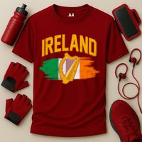 Distressed Ireland Coat Of Arms Harp Flag Cooling Performance Crew T-Shirt
