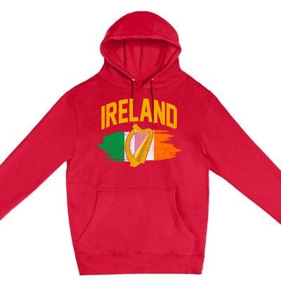 Distressed Ireland Coat Of Arms Harp Flag Premium Pullover Hoodie
