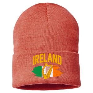 Distressed Ireland Coat Of Arms Harp Flag Sustainable Knit Beanie