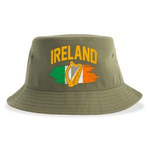 Distressed Ireland Coat Of Arms Harp Flag Sustainable Bucket Hat