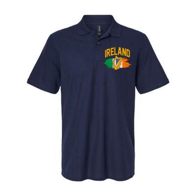 Distressed Ireland Coat Of Arms Harp Flag Softstyle Adult Sport Polo