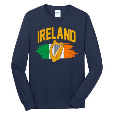 Distressed Ireland Coat Of Arms Harp Flag Tall Long Sleeve T-Shirt