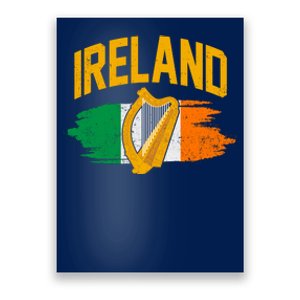 Distressed Ireland Coat Of Arms Harp Flag Poster