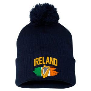 Distressed Ireland Coat Of Arms Harp Flag Pom Pom 12in Knit Beanie