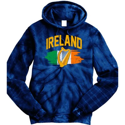 Distressed Ireland Coat Of Arms Harp Flag Tie Dye Hoodie