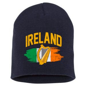 Distressed Ireland Coat Of Arms Harp Flag Short Acrylic Beanie