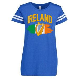 Distressed Ireland Coat Of Arms Harp Flag Enza Ladies Jersey Football T-Shirt