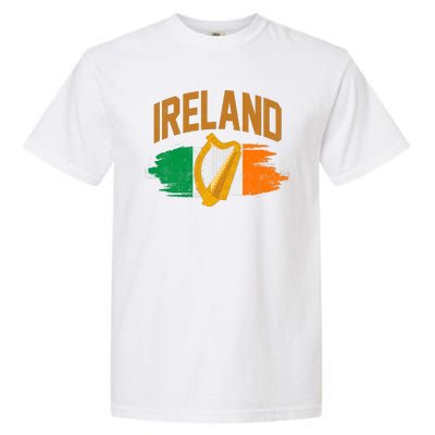 Distressed Ireland Coat Of Arms Harp Flag Garment-Dyed Heavyweight T-Shirt