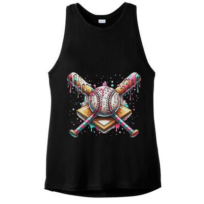 Drip Ice Cream Dripping Baseball Player Ladies PosiCharge Tri-Blend Wicking Tank