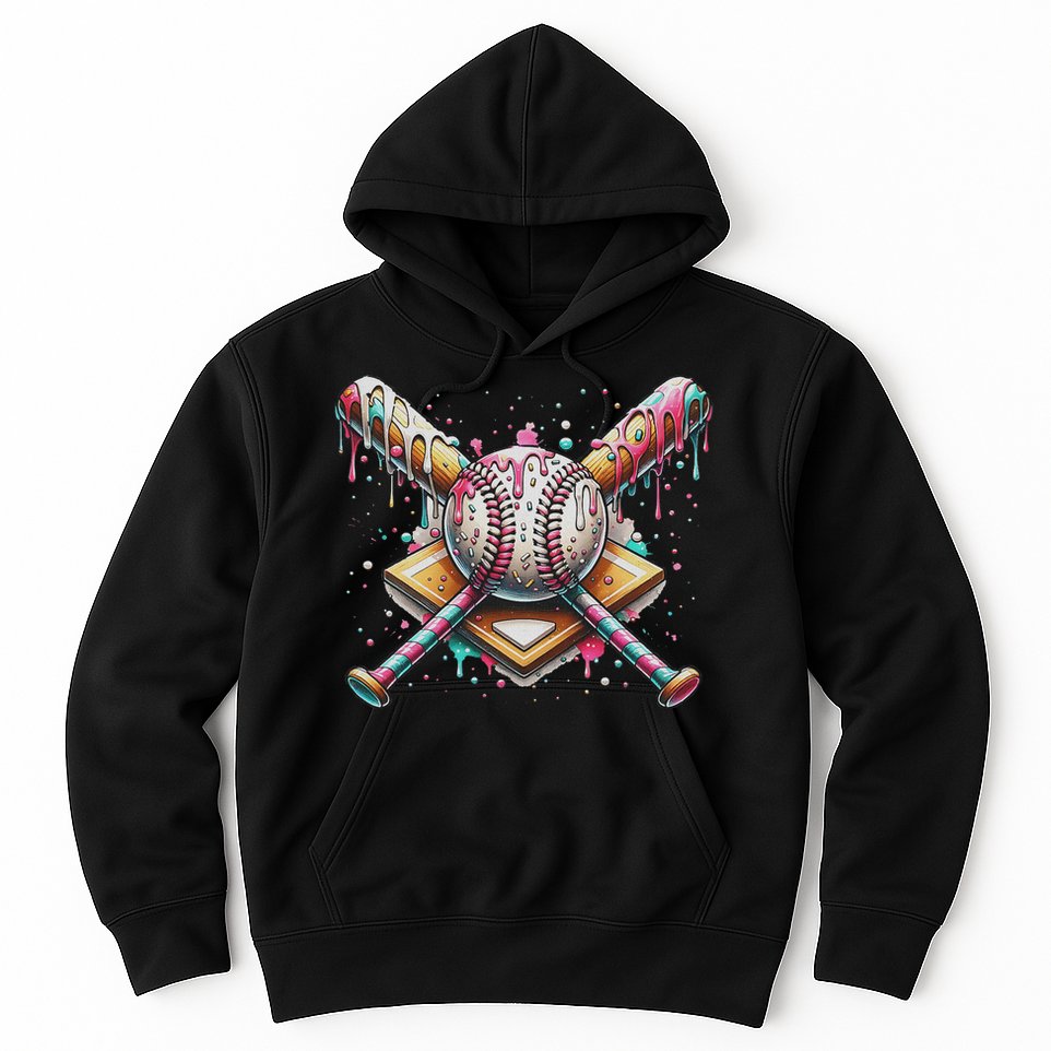 Drip Ice Cream Dripping Baseball Player Hoodie