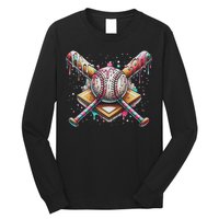 Drip Ice Cream Dripping Baseball Player Long Sleeve Shirt