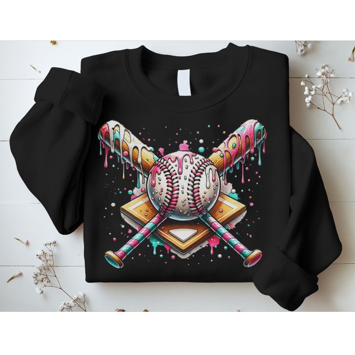 Drip Ice Cream Dripping Baseball Player Sweatshirt