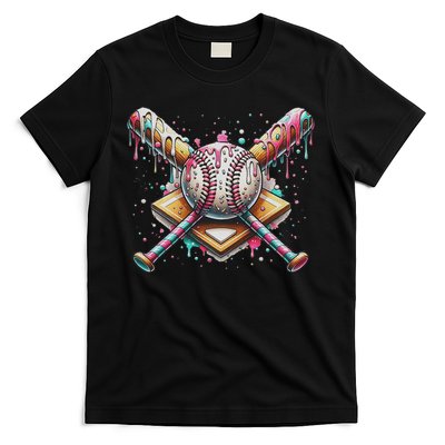 Drip Ice Cream Dripping Baseball Player T-Shirt