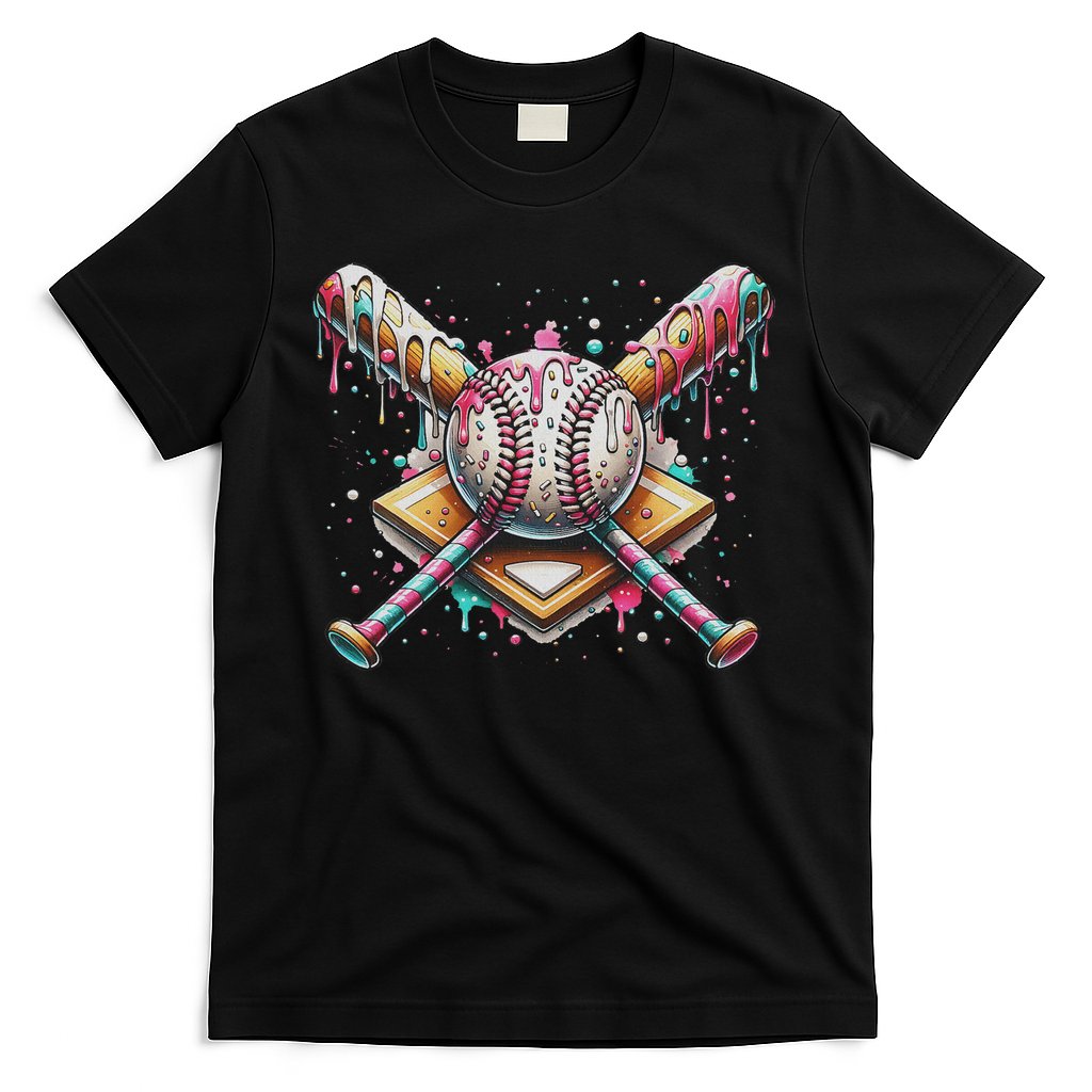 Drip Ice Cream Dripping Baseball Player T-Shirt