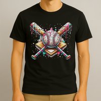 Drip Ice Cream Dripping Baseball Player T-Shirt