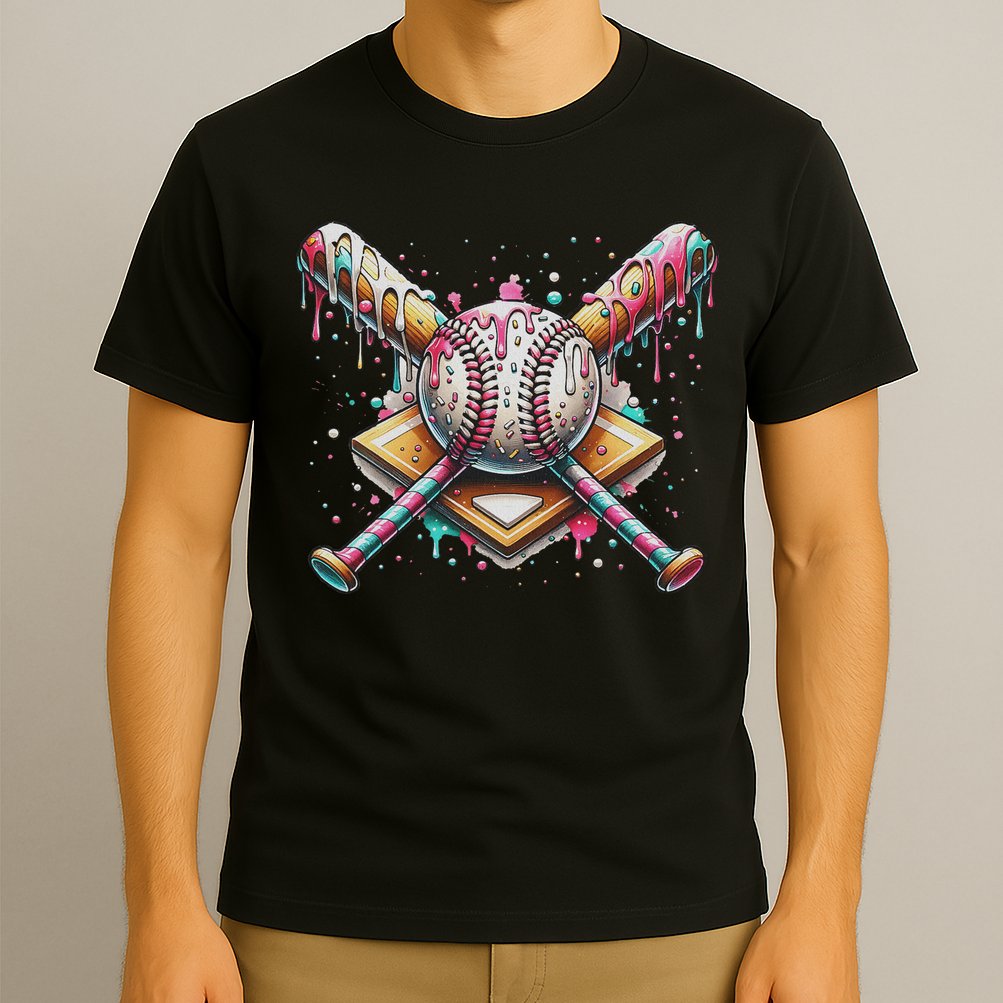 Drip Ice Cream Dripping Baseball Player T-Shirt