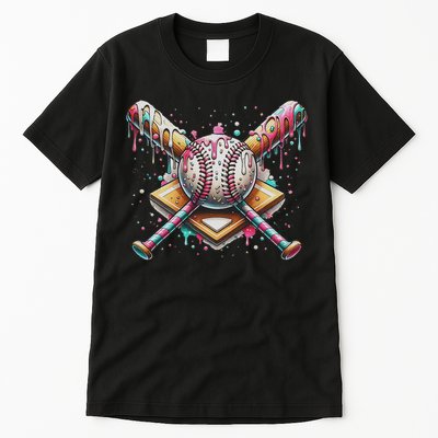 Drip Ice Cream Dripping Baseball Player Tall T-Shirt