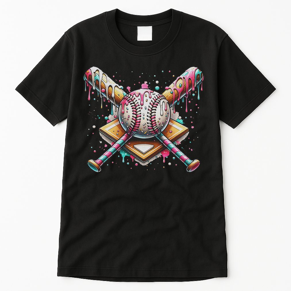 Drip Ice Cream Dripping Baseball Player Tall T-Shirt