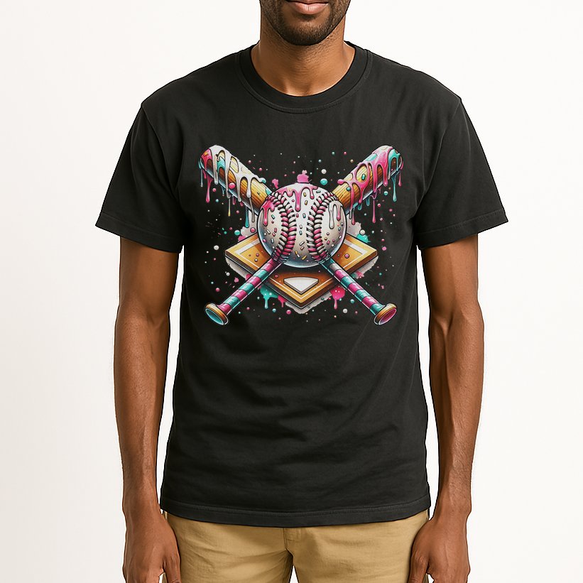 Drip Ice Cream Dripping Baseball Player Tall T-Shirt