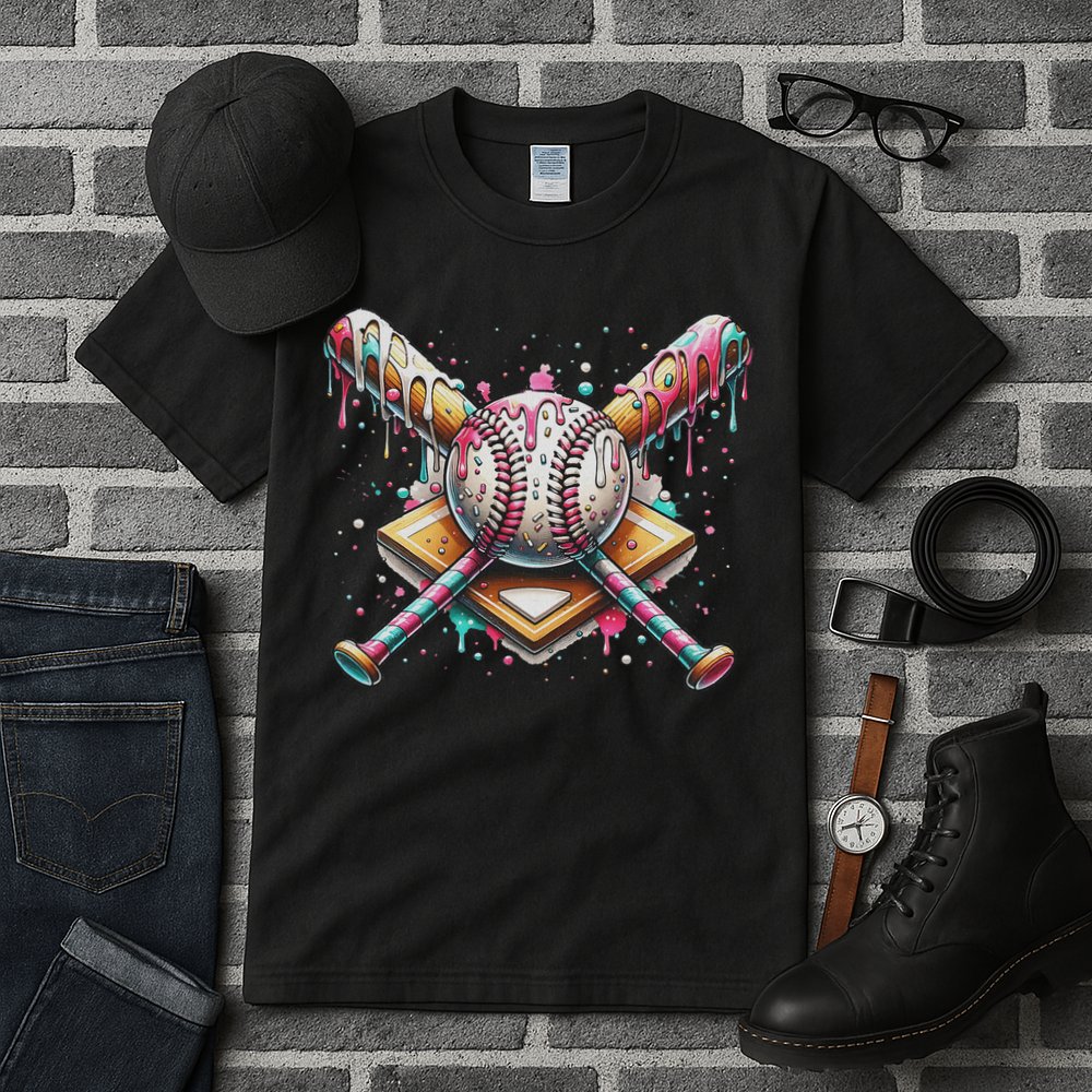 Drip Ice Cream Dripping Baseball Player Tall T-Shirt