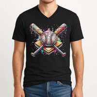 Drip Ice Cream Dripping Baseball Player V-Neck T-Shirt