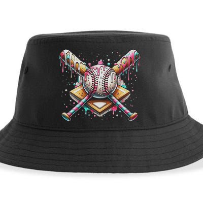 Drip Ice Cream Dripping Baseball Player Sustainable Bucket Hat