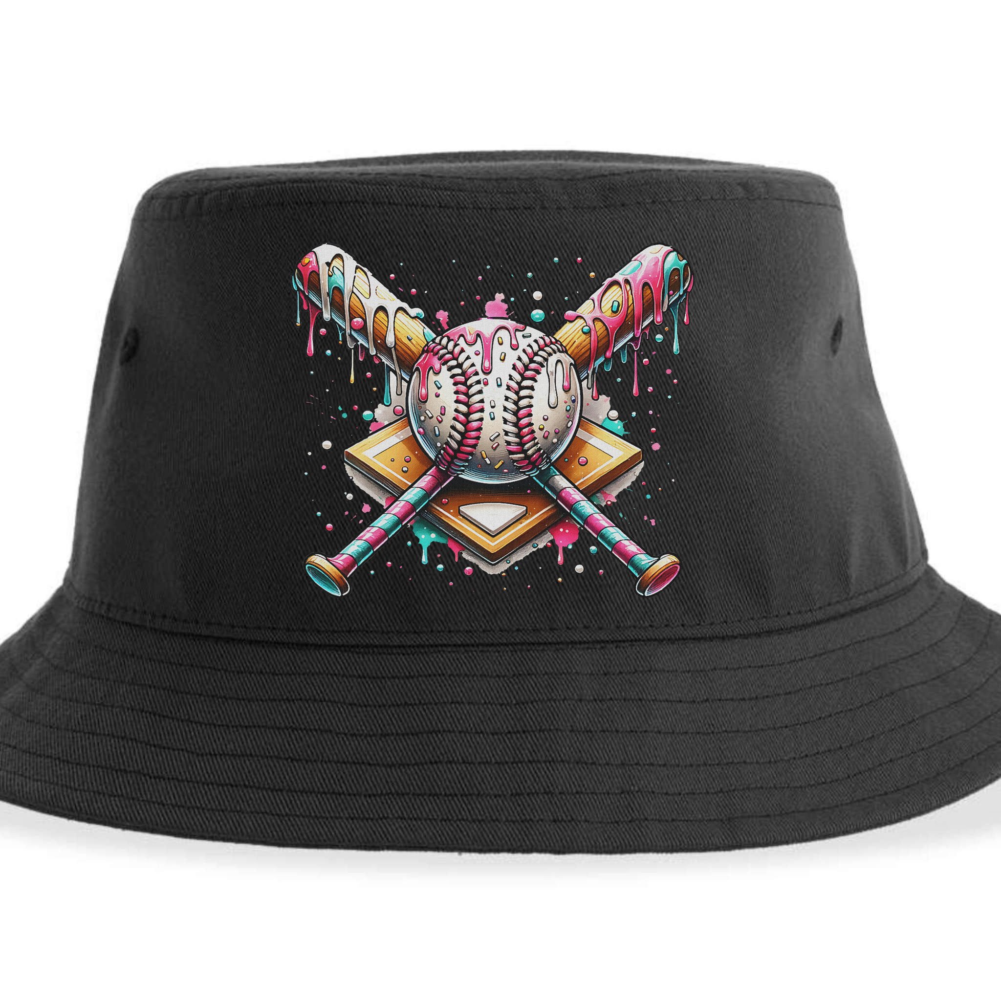 Drip Ice Cream Dripping Baseball Player Sustainable Bucket Hat