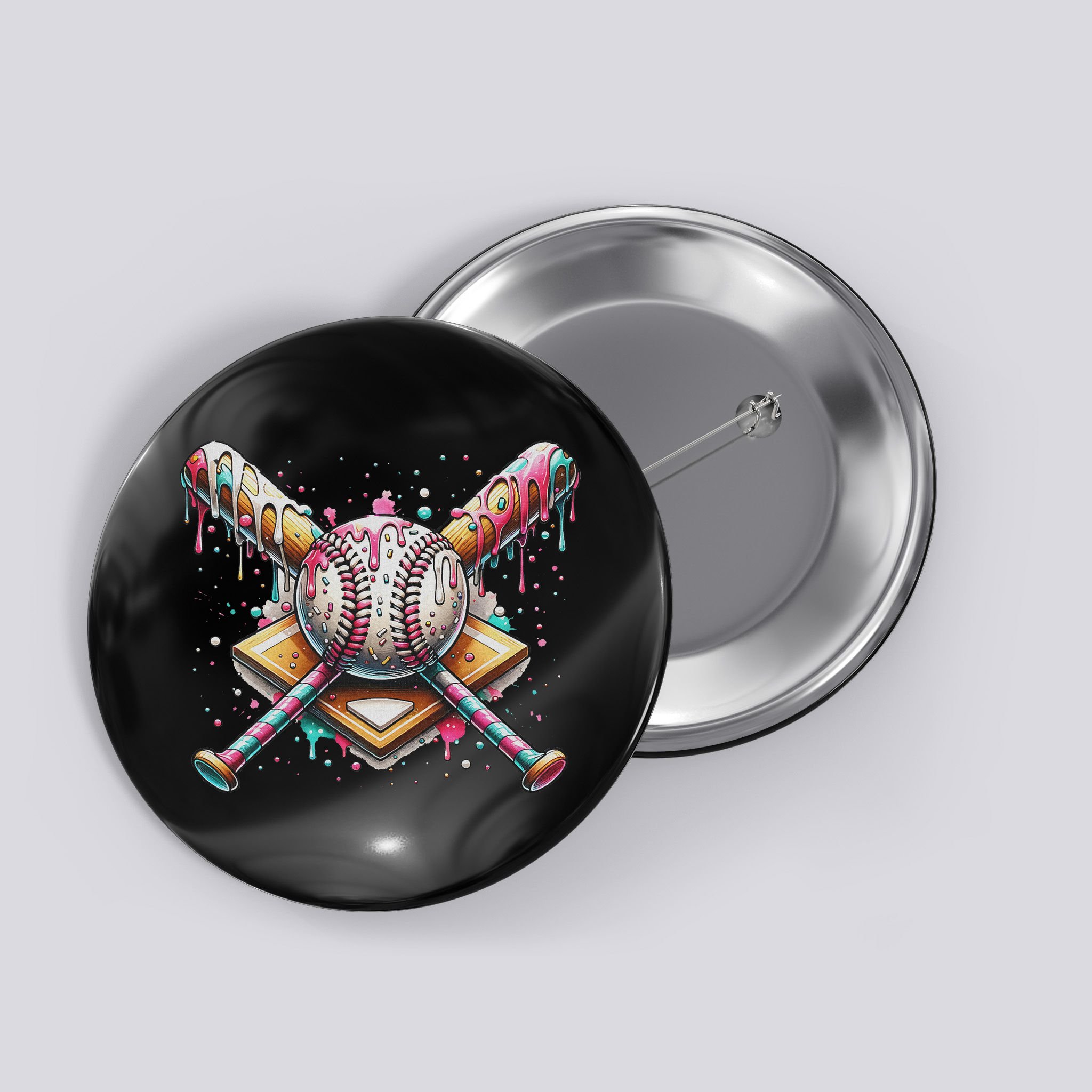 Drip Ice Cream Dripping Baseball Player Button
