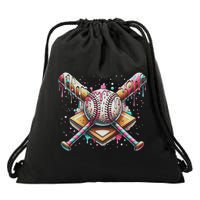 Drip Ice Cream Dripping Baseball Player Drawstring Bag
