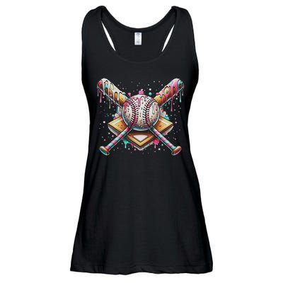 Drip Ice Cream Dripping Baseball Player Ladies Essential Flowy Tank