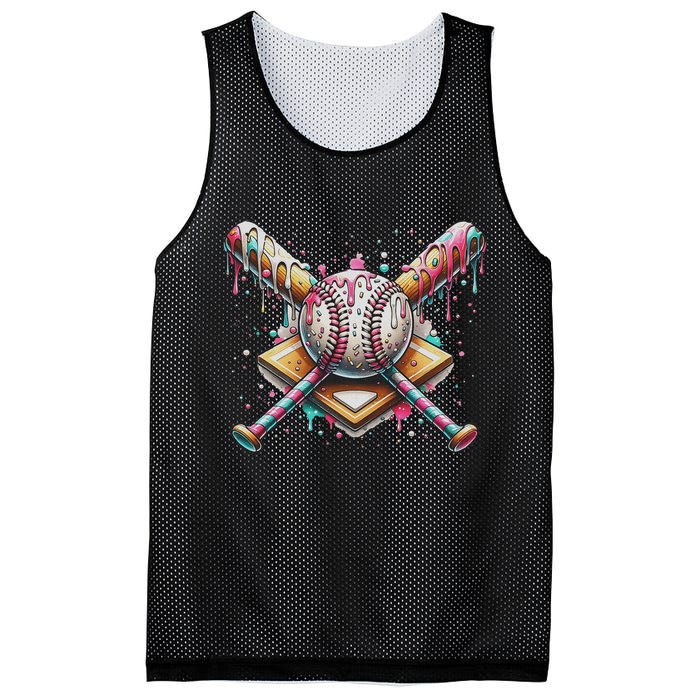 Drip Ice Cream Dripping Baseball Player Mesh Reversible Basketball Jersey Tank