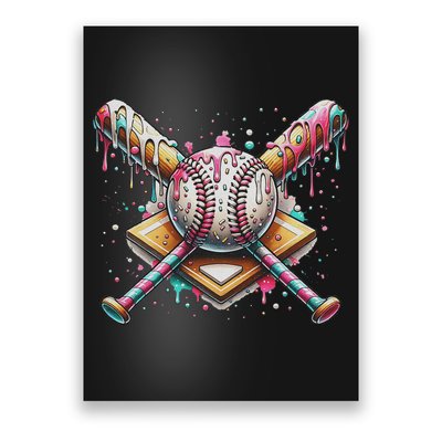 Drip Ice Cream Dripping Baseball Player Poster