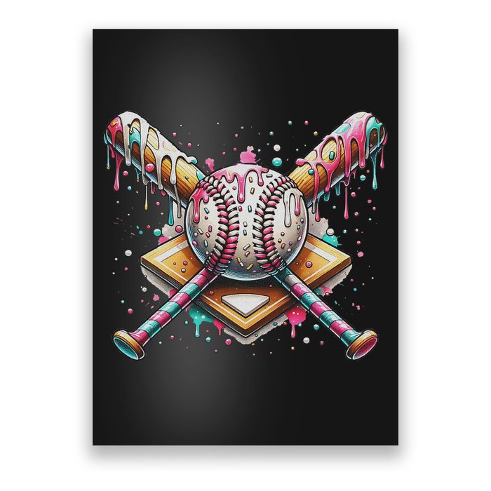 Drip Ice Cream Dripping Baseball Player Poster