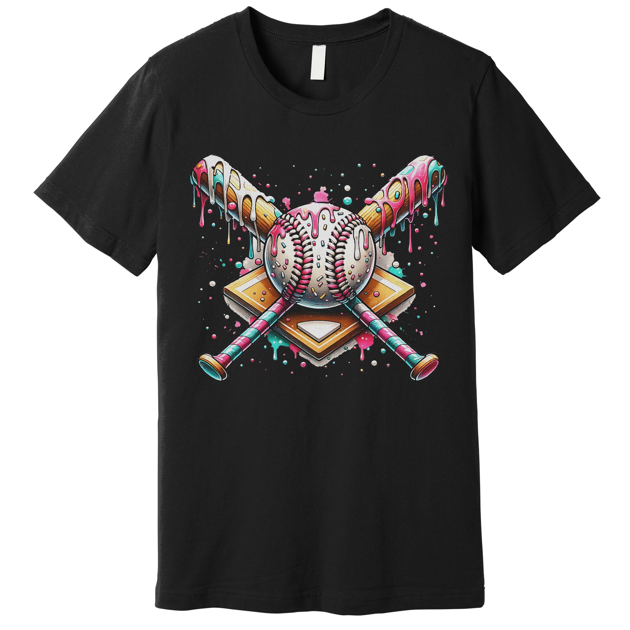 Drip Ice Cream Dripping Baseball Player Premium T-Shirt