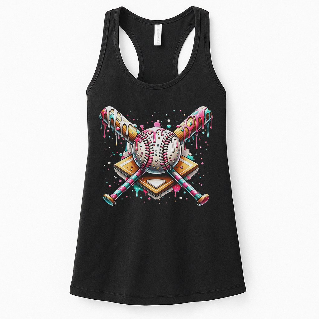 Drip Ice Cream Dripping Baseball Player Womens Tank Top