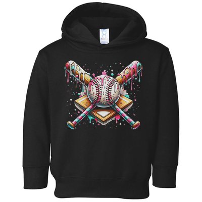Drip Ice Cream Dripping Baseball Player Toddler Hoodie